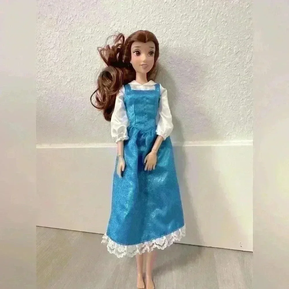 Disney Princess Belle Doll Classic Blue Ballgown Long Curly Hair Toy for Kids